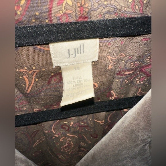 Vintage J Jill size 14 mushroom brown velour & paisley lined car coat . EUC . - Picture 3 of 8